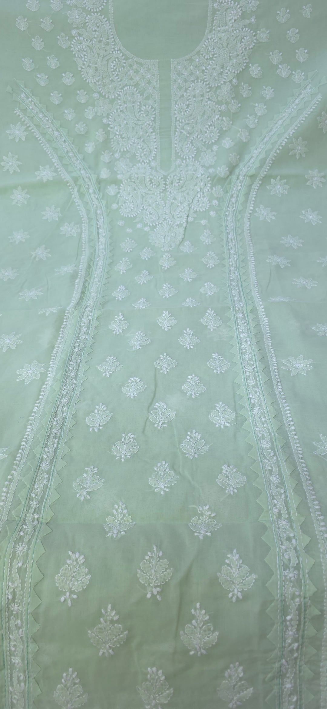Darz Lucknowi Chikankari  Dress Material – Handmade Cotton Suit with Chiffon Dupatta