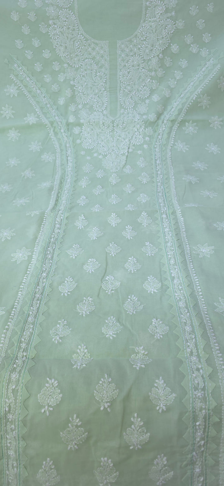 Darz Lucknowi Chikankari  Dress Material – Handmade Cotton Suit with Chiffon Dupatta