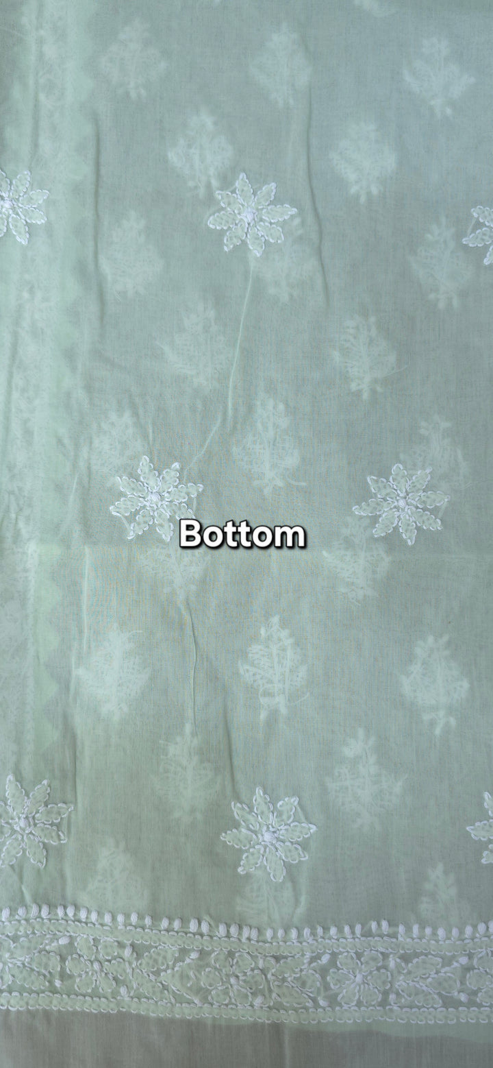 Darz Lucknowi Chikankari  Dress Material – Handmade Cotton Suit with Chiffon Dupatta