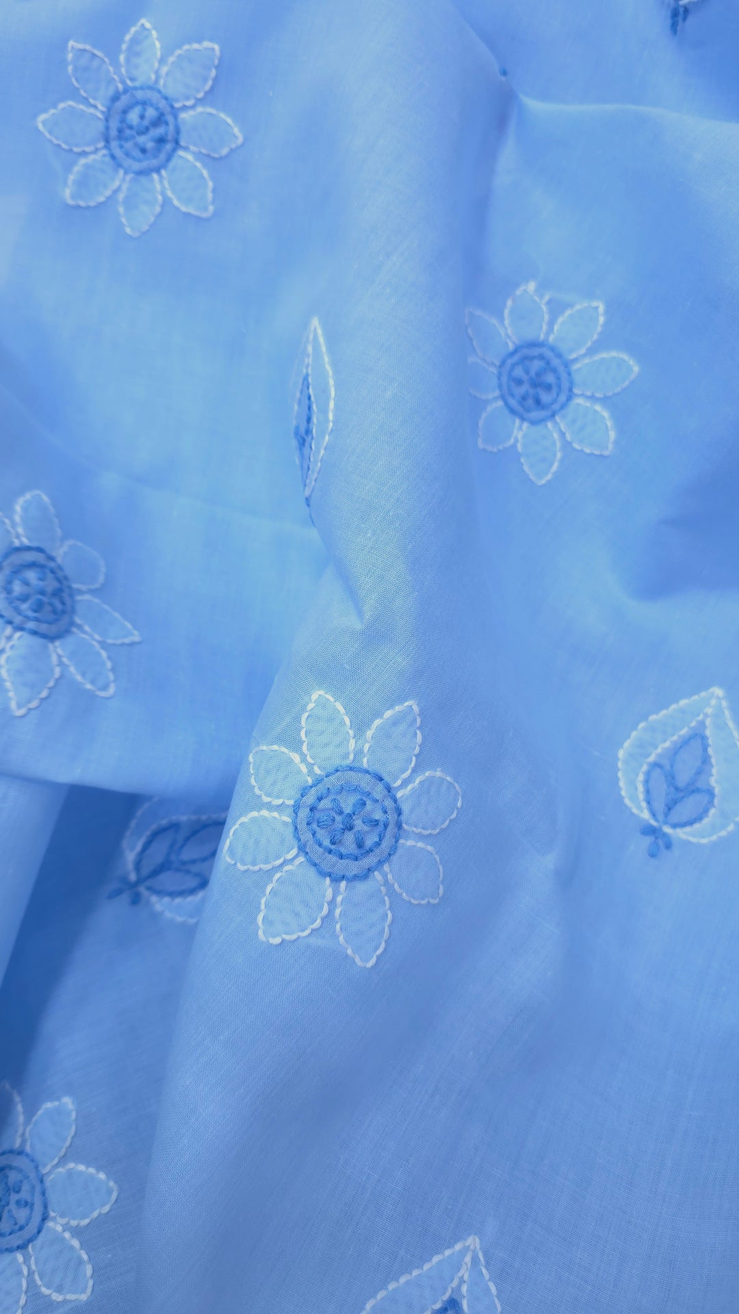 TANJEEB Cotton Chikankari Dress Material Set with Hand Embroidered Kurta, Bottom & Chiffon Dupatta with Handmade Crochet Border
