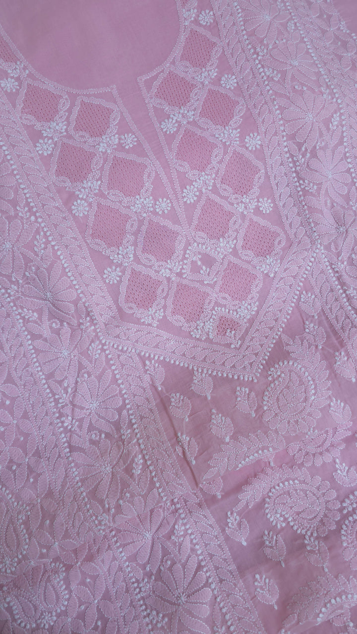 Sarahna Lucknow Hand Jaali Chikankari Cotton Dress Material