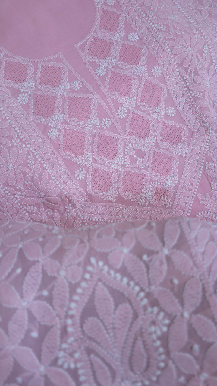 Sarahna Lucknow Hand Jaali Chikankari Cotton Dress Material