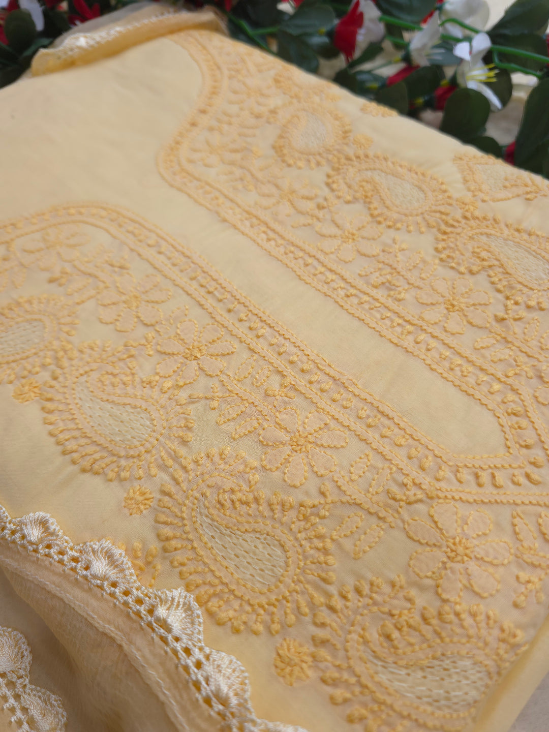 Sarahna Lucknow Hand Jaali Chikankari Cotton Dress Material
