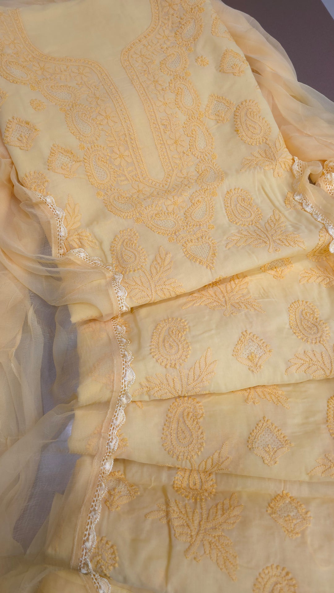 Sarahna Lucknow Hand Jaali Chikankari Cotton Dress Material