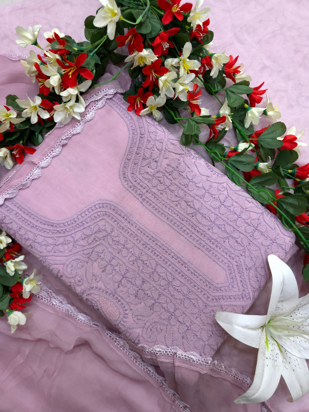 Sarahna Lucknow Hand Jaali Chikankari Cotton Dress Material