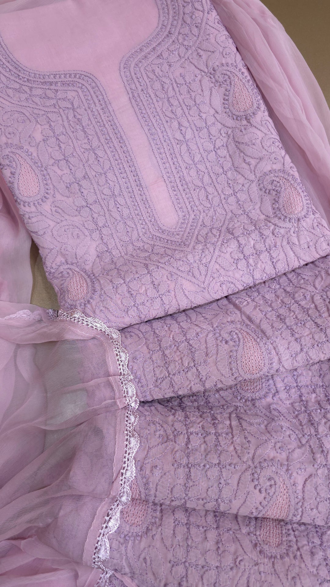 Sarahna Lucknow Hand Jaali Chikankari Cotton Dress Material