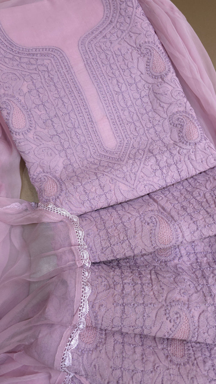 Sarahna Lucknow Hand Jaali Chikankari Cotton Dress Material
