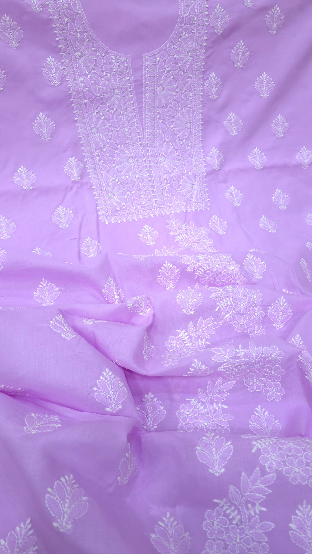 Paridhan Chikan Premium Handcrafted Chikankari Cotton Suit Set | Unstitched Dress Material with Chiffon Dupatta | Made in Lucknow