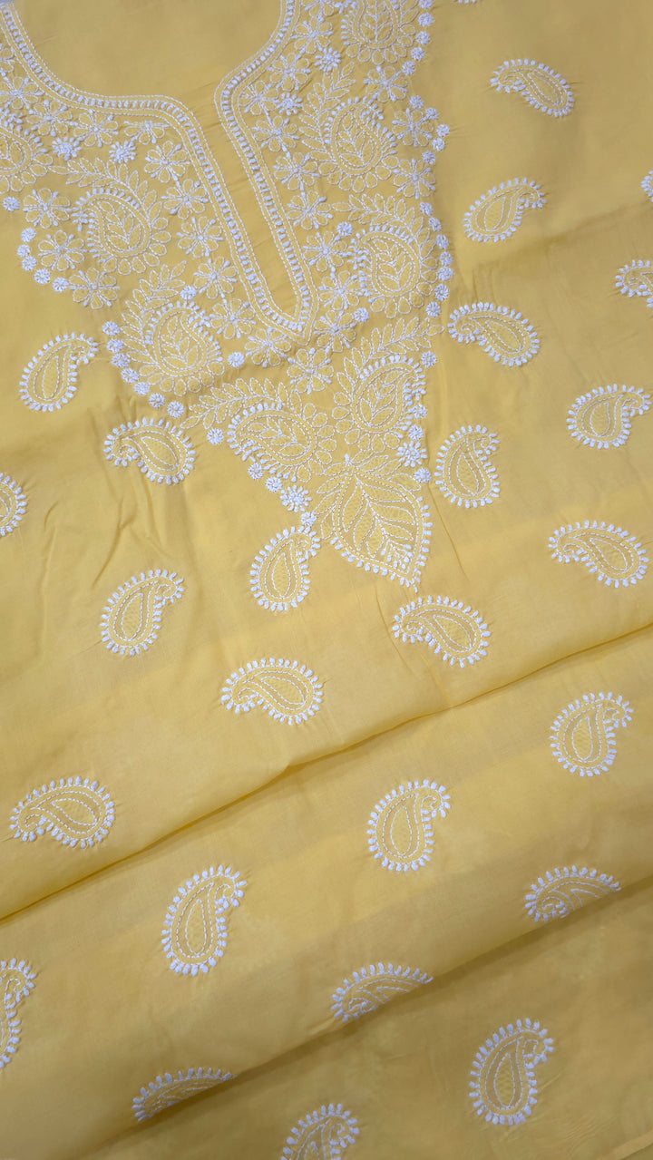 Paridhan Chikan Premium Handcrafted Chikankari Cotton Suit Set | Unstitched Dress Material with Chiffon Dupatta | Made in Lucknow