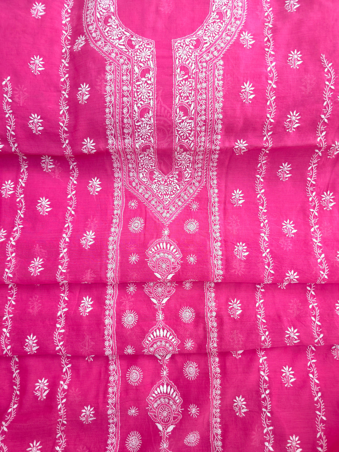 Lucknowi 2 Taar Chikankari Chanderi Kurta Dupatta Set – Handmade Festive Wear