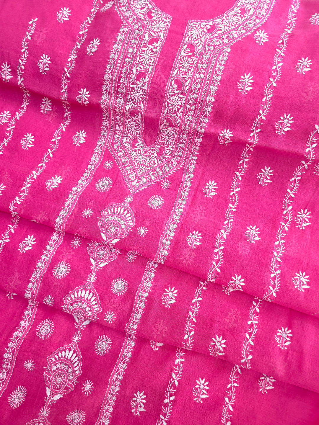 Lucknowi 2 Taar Chikankari Chanderi Kurta Dupatta Set – Handmade Festive Wear