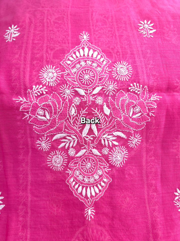 Lucknowi 2 Taar Chikankari Chanderi Kurta Dupatta Set – Handmade Festive Wear