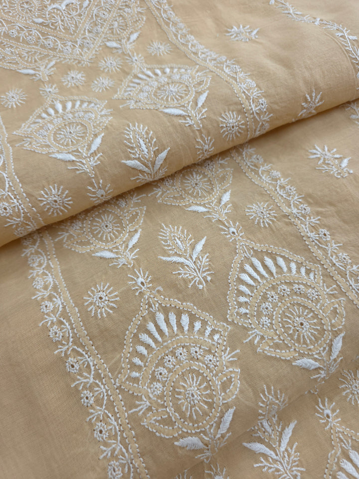 Lucknowi 2 Taar Chikankari Chanderi Kurta Dupatta Set – Handmade Festive Wear