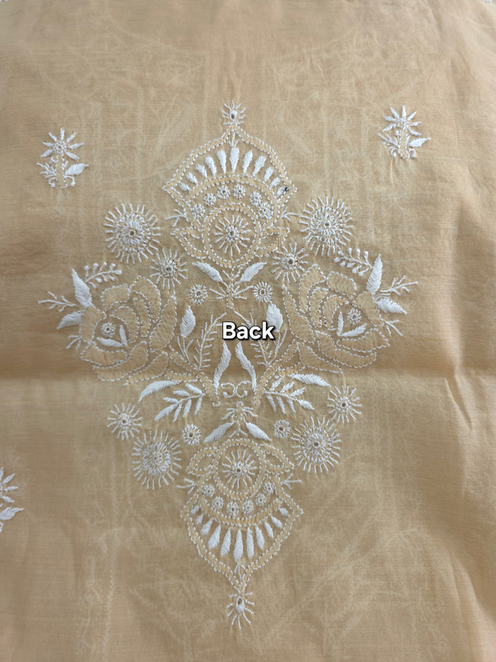 Lucknowi 2 Taar Chikankari Chanderi Kurta Dupatta Set – Handmade Festive Wear