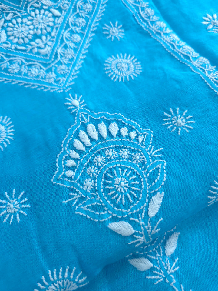 Lucknowi 2 Taar Chikankari Chanderi Kurta Dupatta Set – Handmade Festive Wear