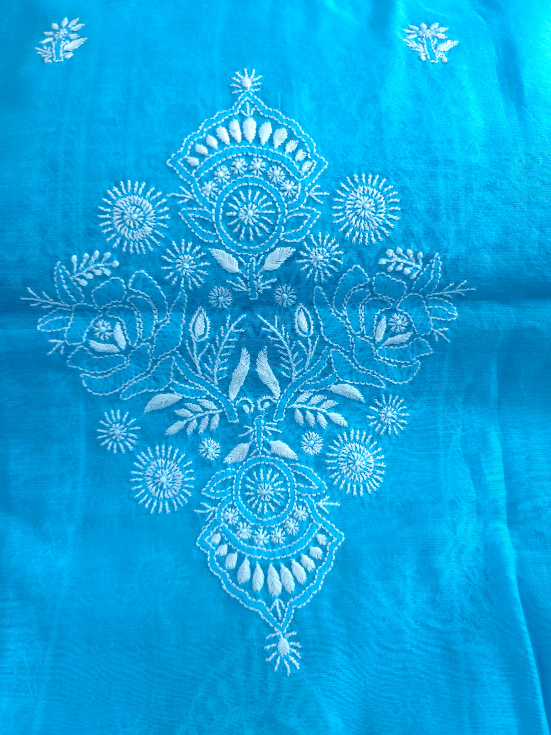 Lucknowi 2 Taar Chikankari Chanderi Kurta Dupatta Set – Handmade Festive Wear