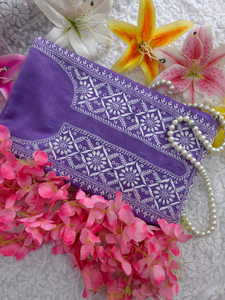 Lucknowi 2 Taar Chikankari Chanderi Kurta Dupatta Set – Handmade Festive Wear