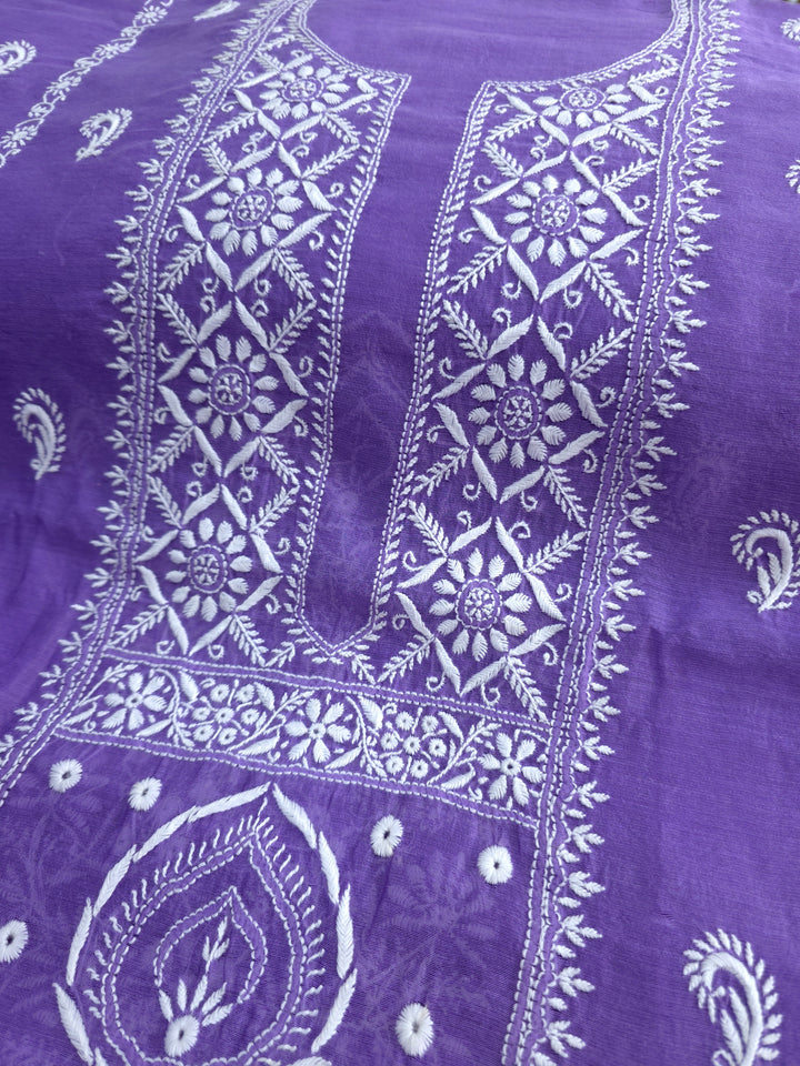 Lucknowi 2 Taar Chikankari Chanderi Kurta Dupatta Set – Handmade Festive Wear
