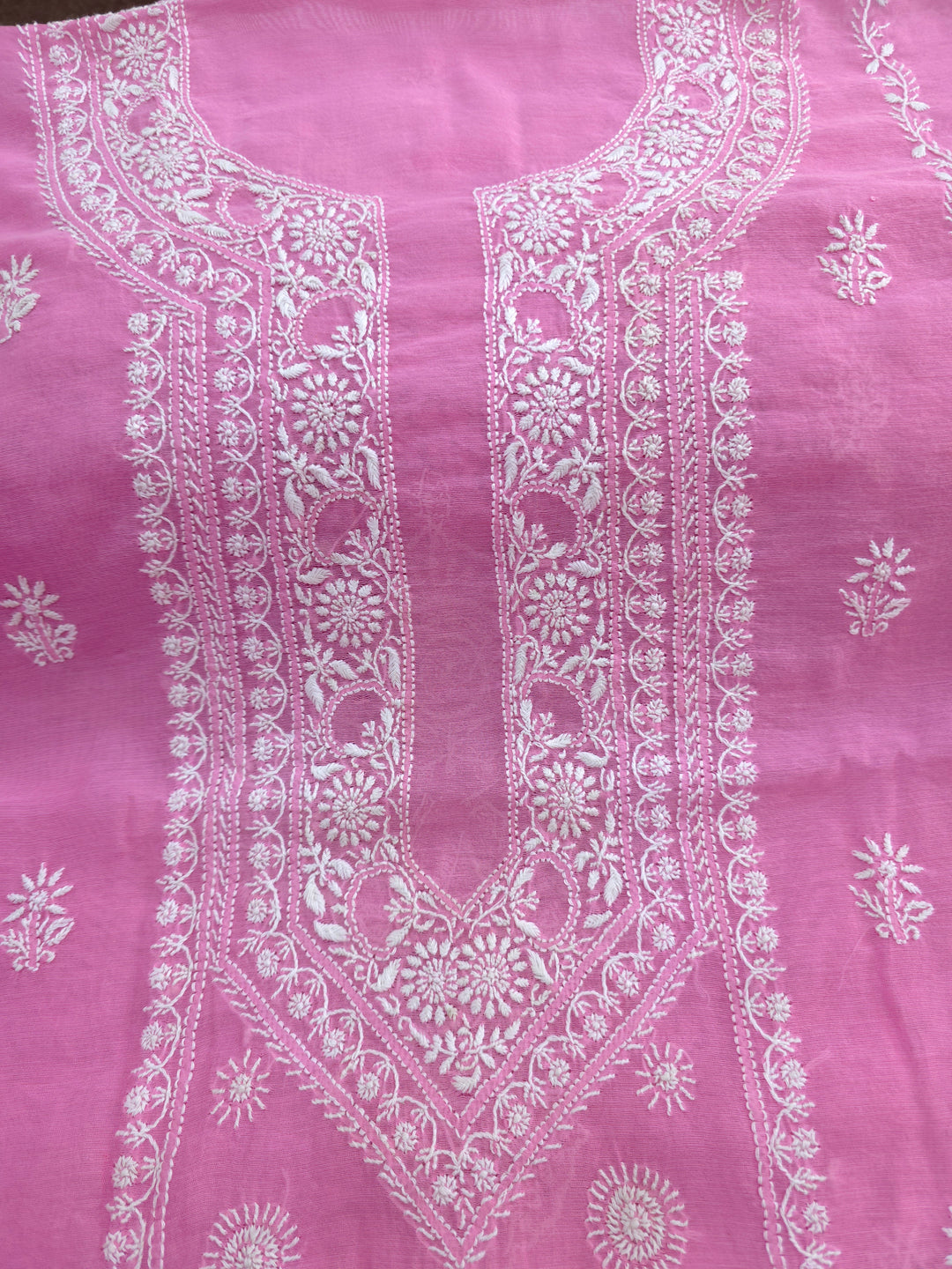 Lucknowi 2 Taar Chikankari Chanderi Kurta Dupatta Set – Handmade Festive Wear