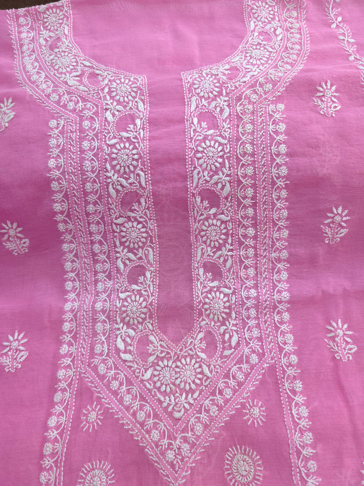 Lucknowi 2 Taar Chikankari Chanderi Kurta Dupatta Set – Handmade Festive Wear
