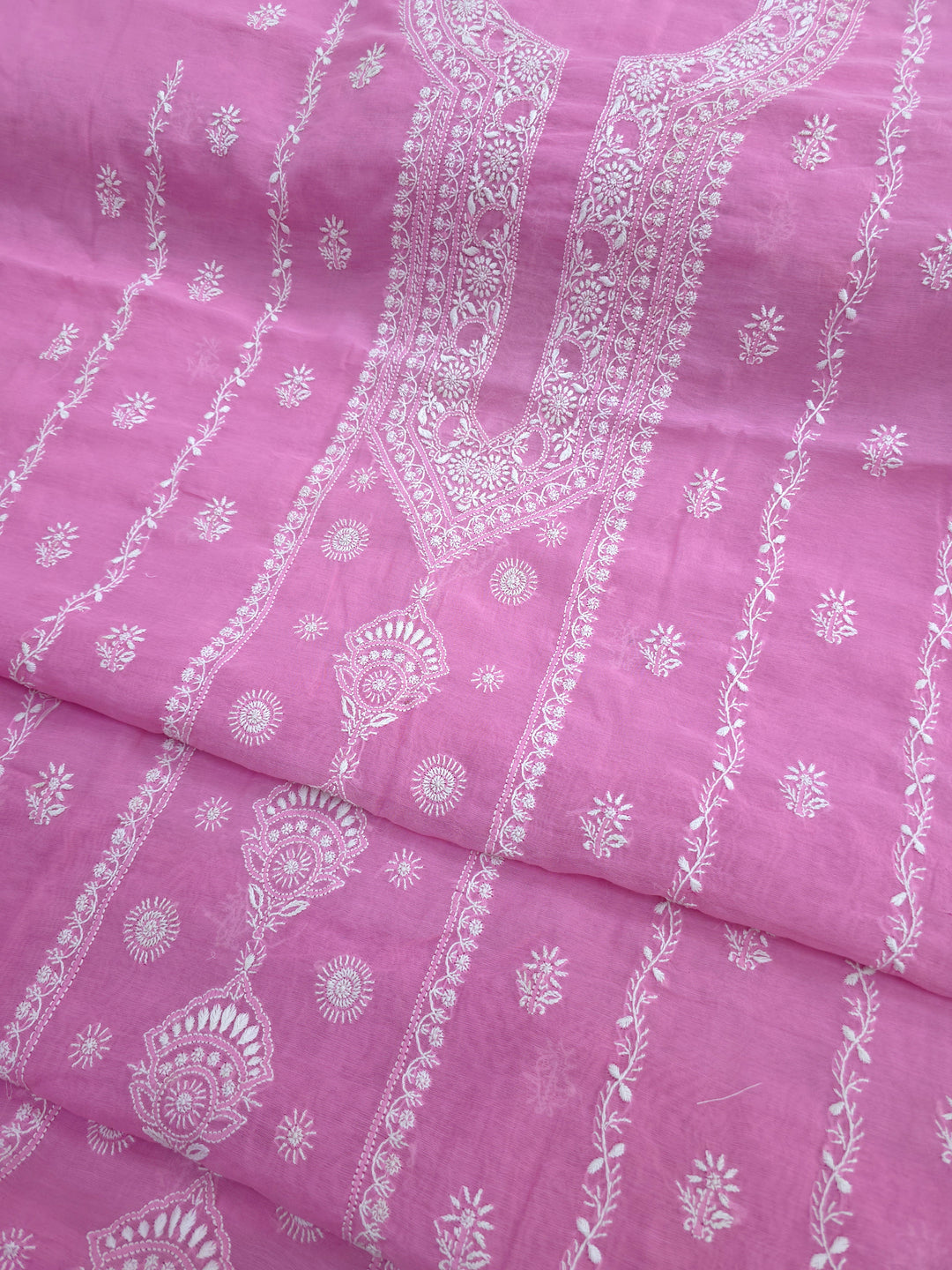 Lucknowi 2 Taar Chikankari Chanderi Kurta Dupatta Set – Handmade Festive Wear