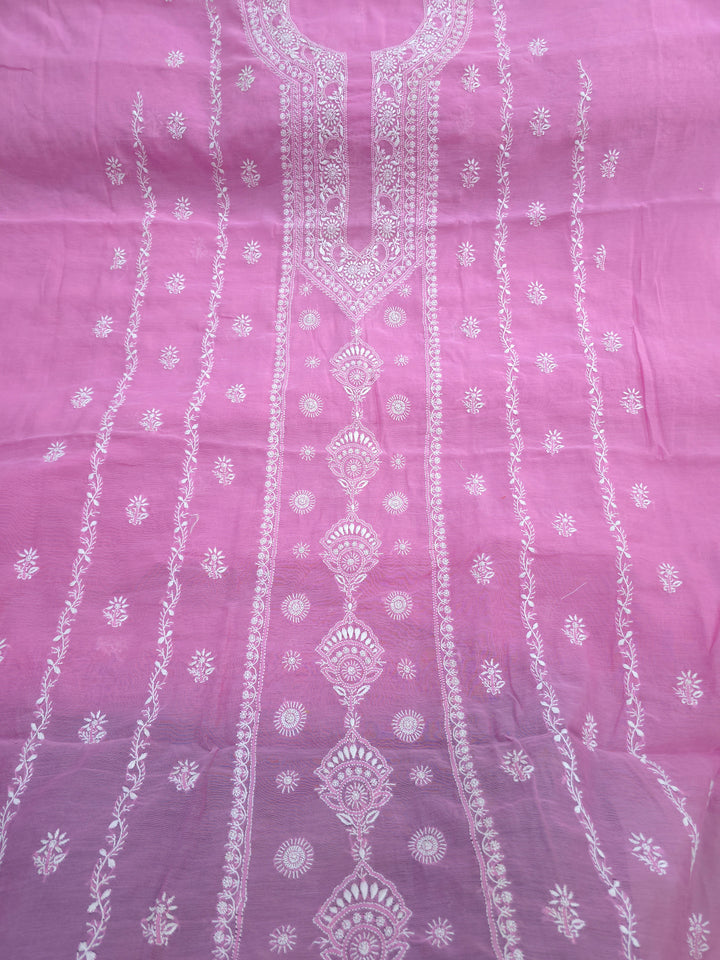 Lucknowi 2 Taar Chikankari Chanderi Kurta Dupatta Set – Handmade Festive Wear