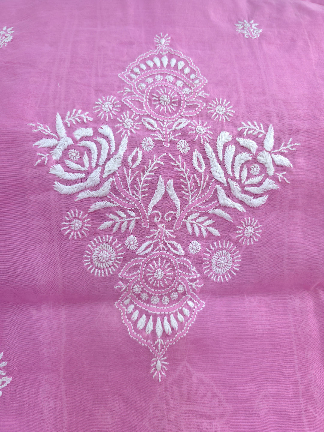 Lucknowi 2 Taar Chikankari Chanderi Kurta Dupatta Set – Handmade Festive Wear