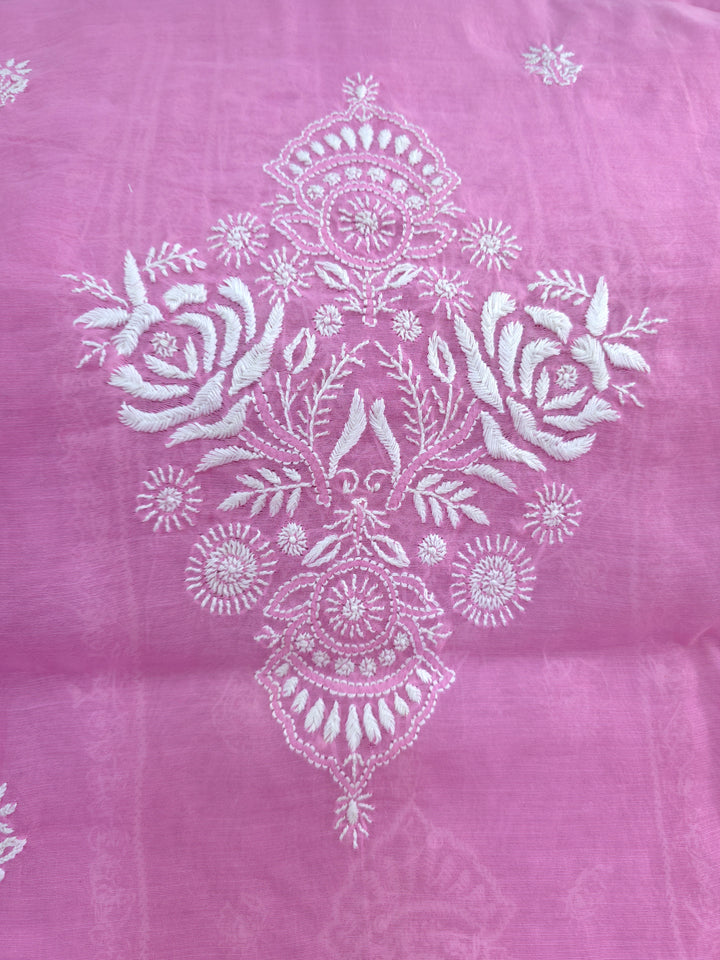 Lucknowi 2 Taar Chikankari Chanderi Kurta Dupatta Set – Handmade Festive Wear