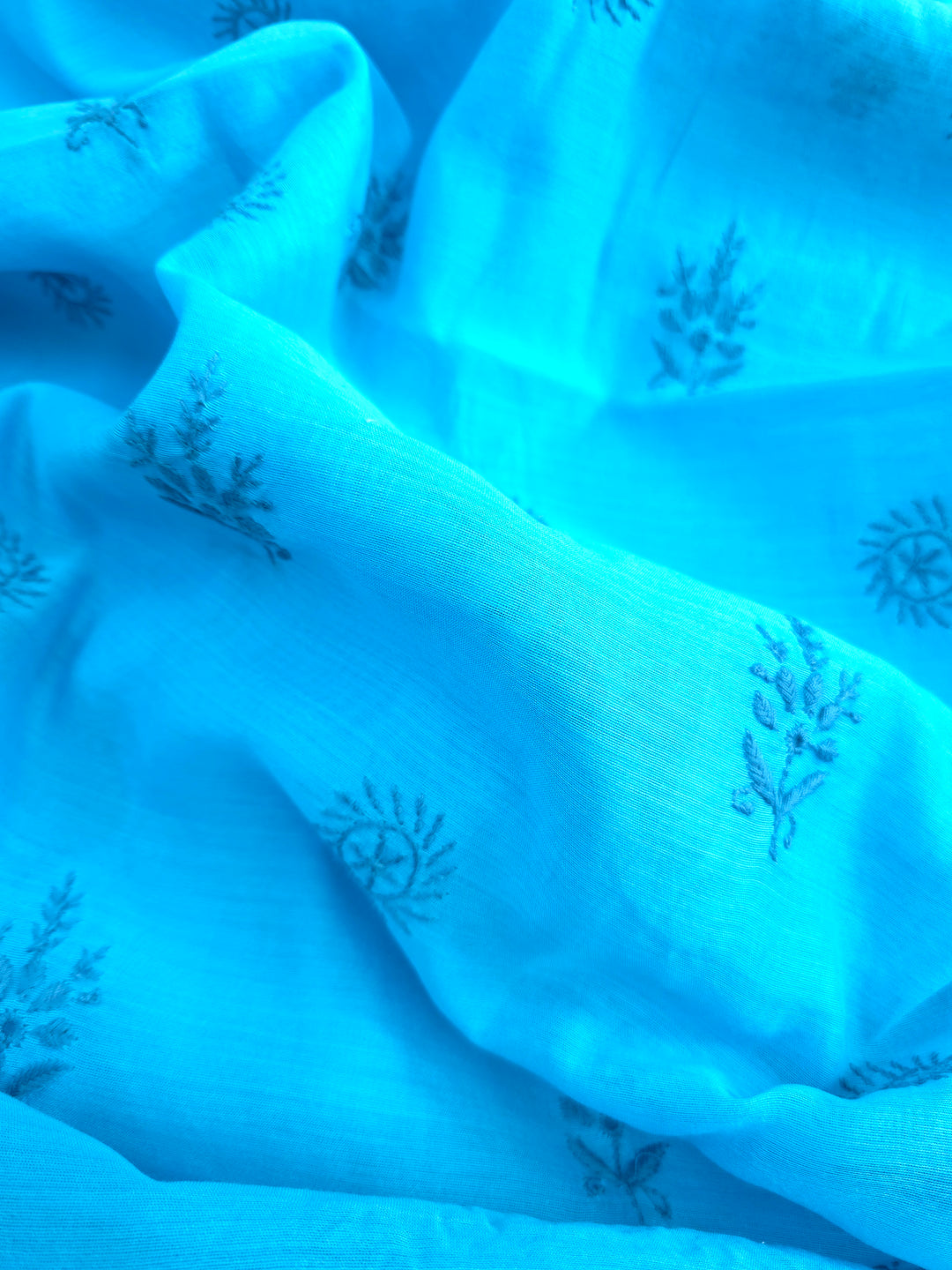 Blue Color Chanderi Hand Embroidered 2-Taar Chikankari Kurta & Dupatta Set | Paridhan Chikan