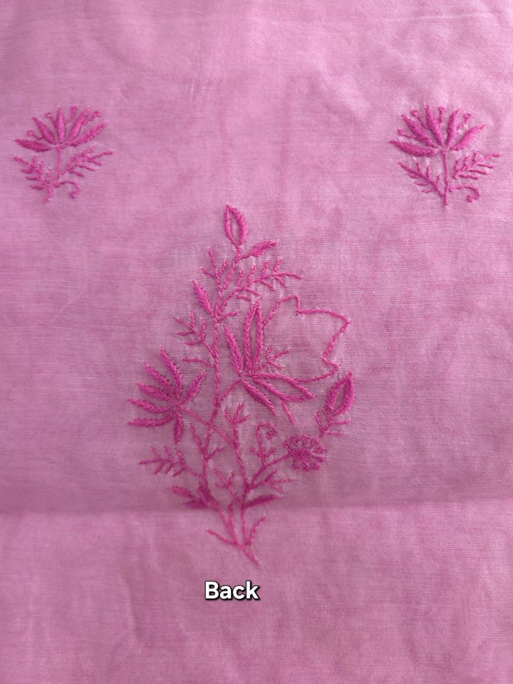 Light onion pink Color Chanderi Hand Embroidered 2-Taar Chikankari Kurta & Dupatta Set | Paridhan Chikan