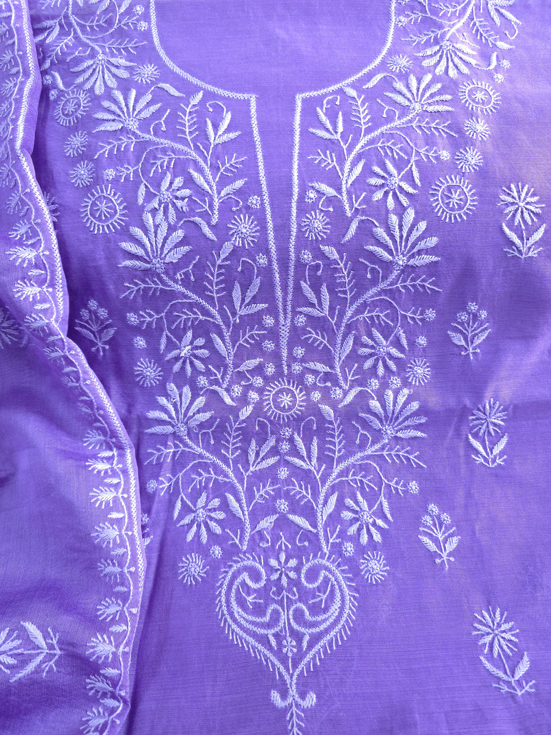 Purple Color Chanderi Hand Embroidered 2-Taar Chikankari Kurta & Dupatta Set | Paridhan Chikan