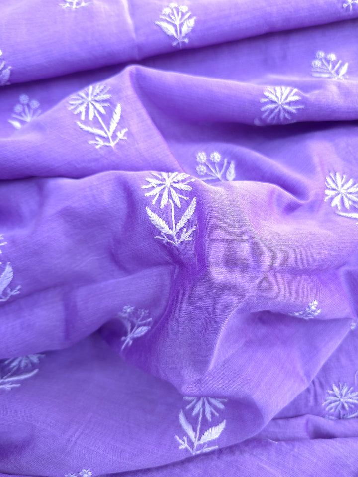 Purple Color Chanderi Hand Embroidered 2-Taar Chikankari Kurta & Dupatta Set | Paridhan Chikan