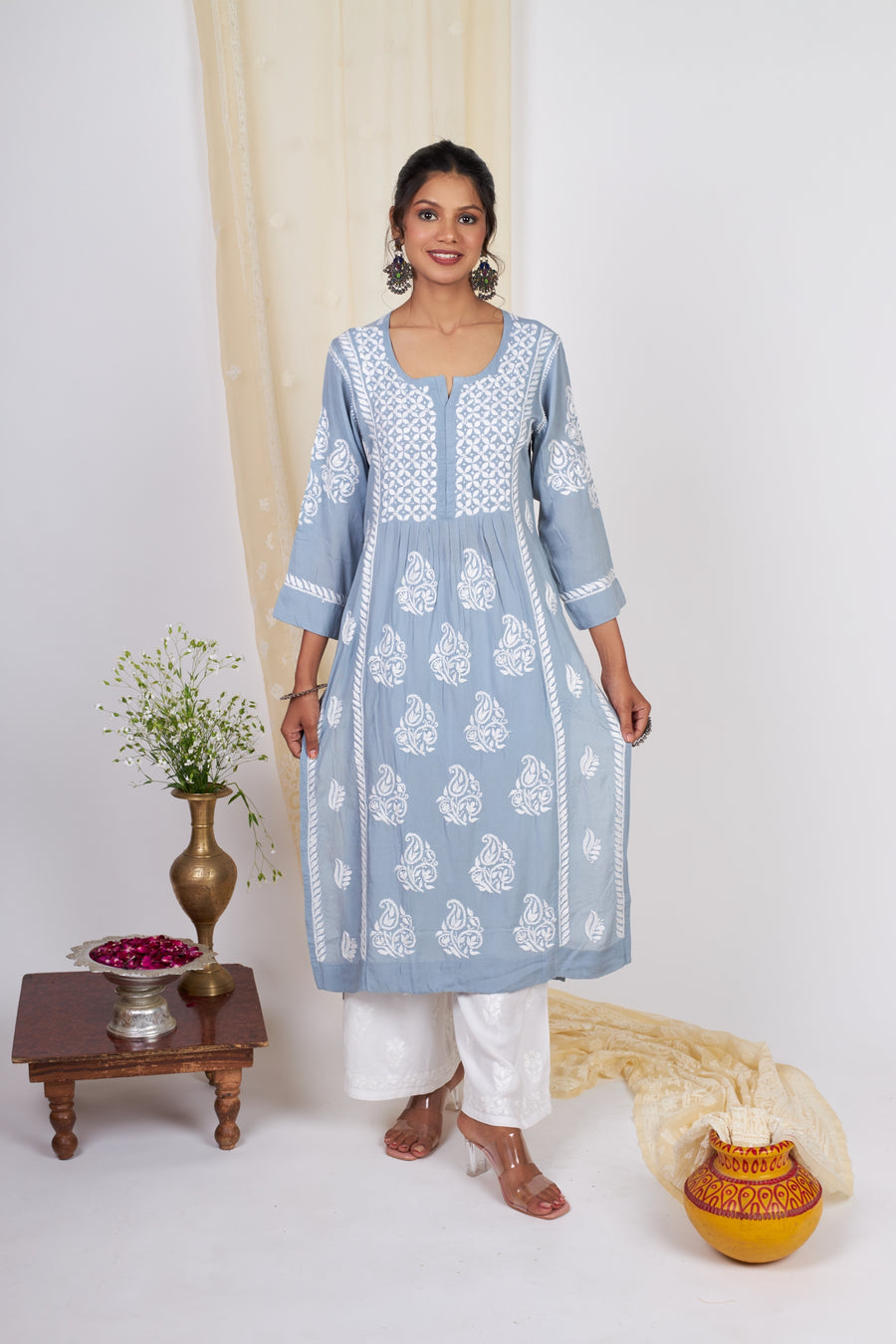 Modal Chikankari Nyra Kurti main image 0