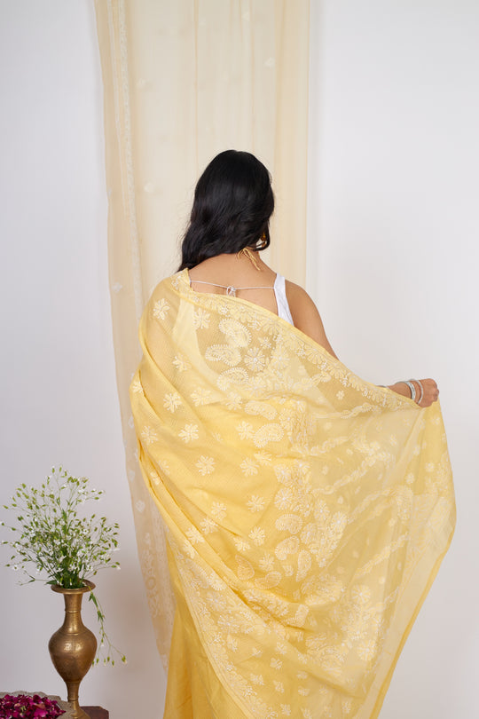 Peppy Pistachio Kota Chikankari Sari