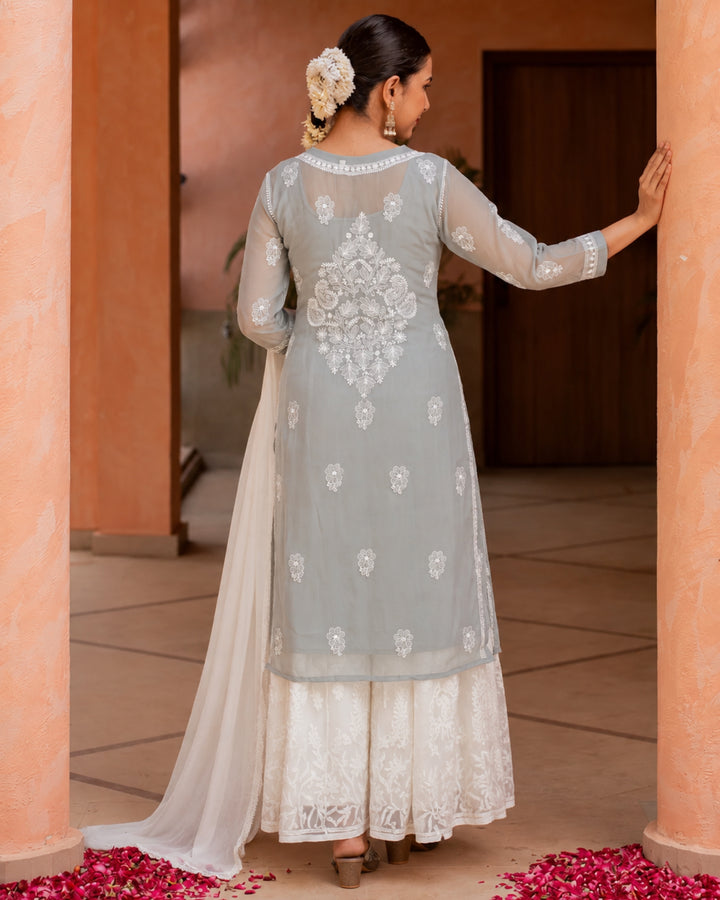 Amira Georgette Chikankari  kurti