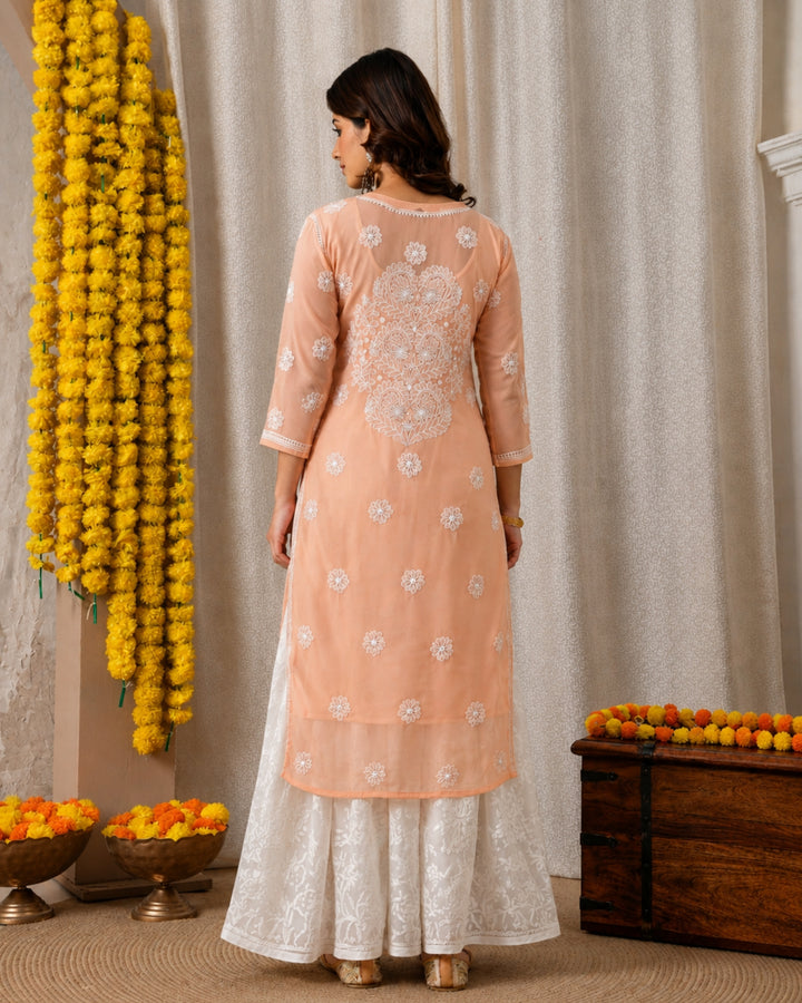 Amira Georgette Chikankari  kurti