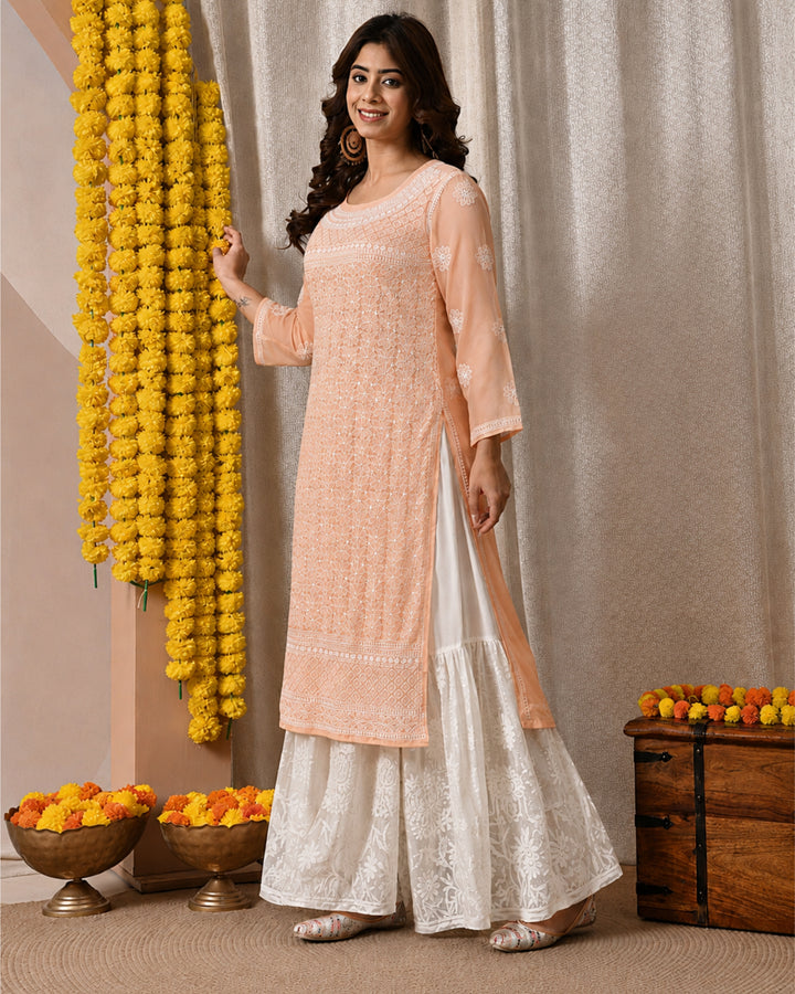 Amira Georgette Chikankari  kurti