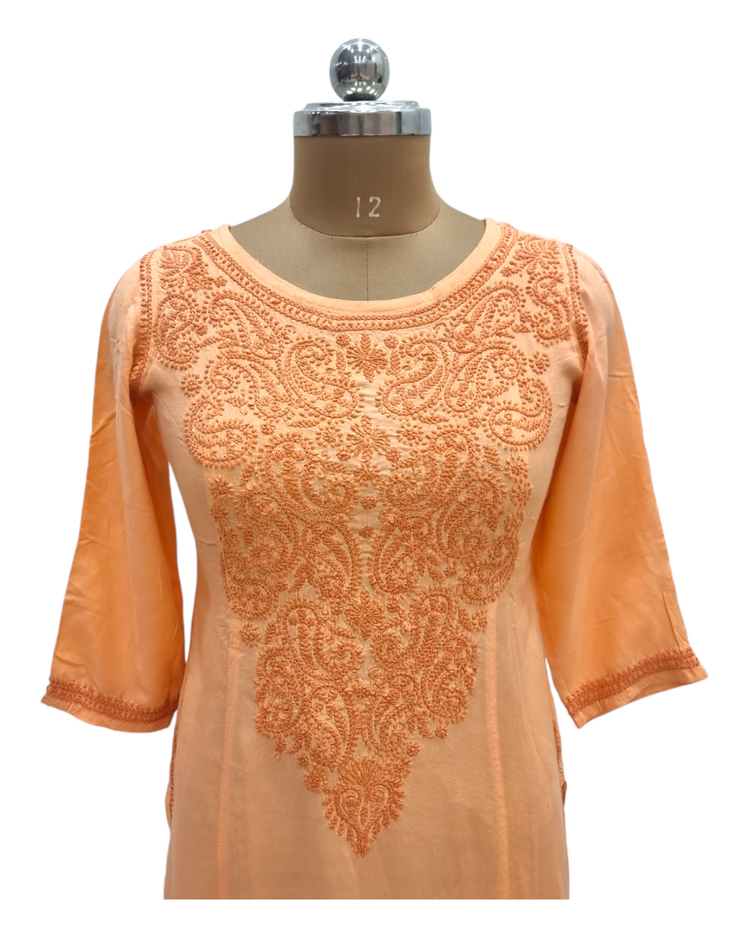 Rayon Chikankari Kurta - Peach