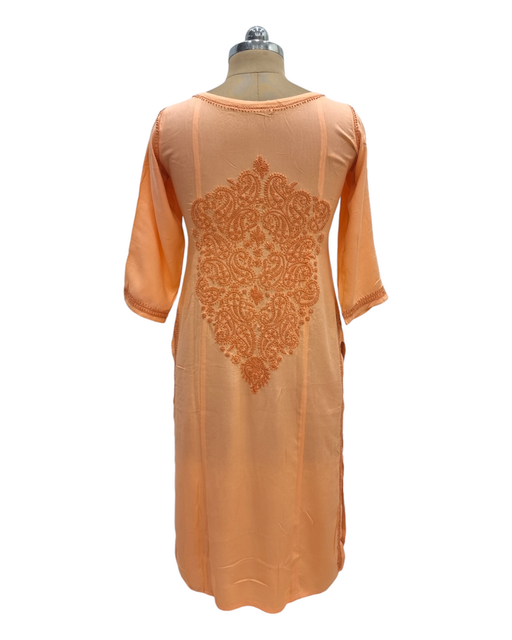 Rayon Chikankari Kurta - Peach