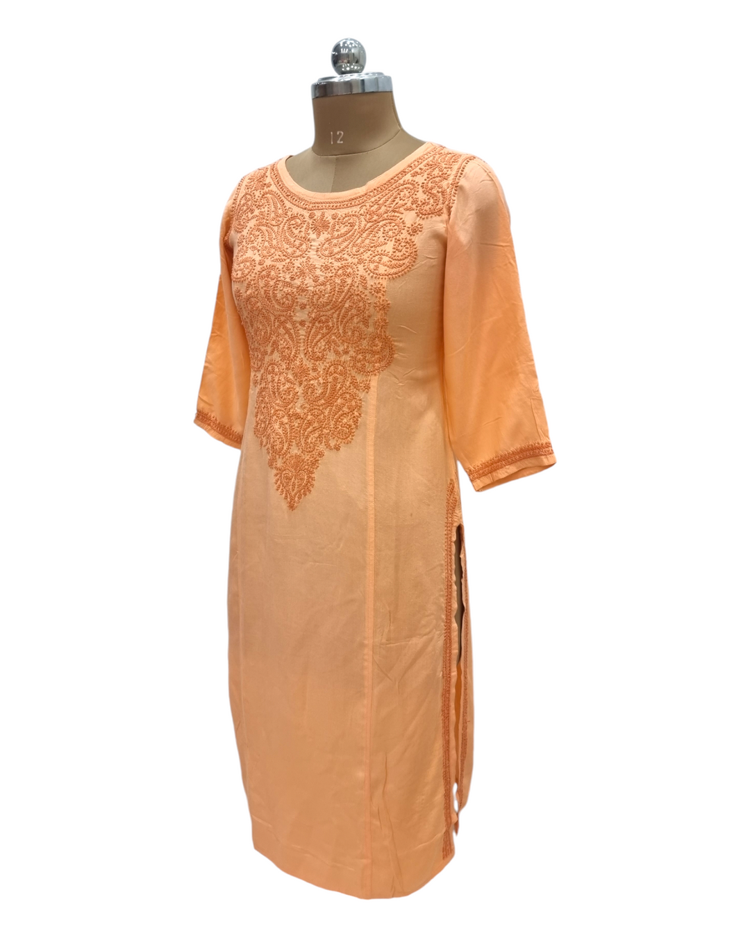 Rayon Chikankari Kurta - Peach