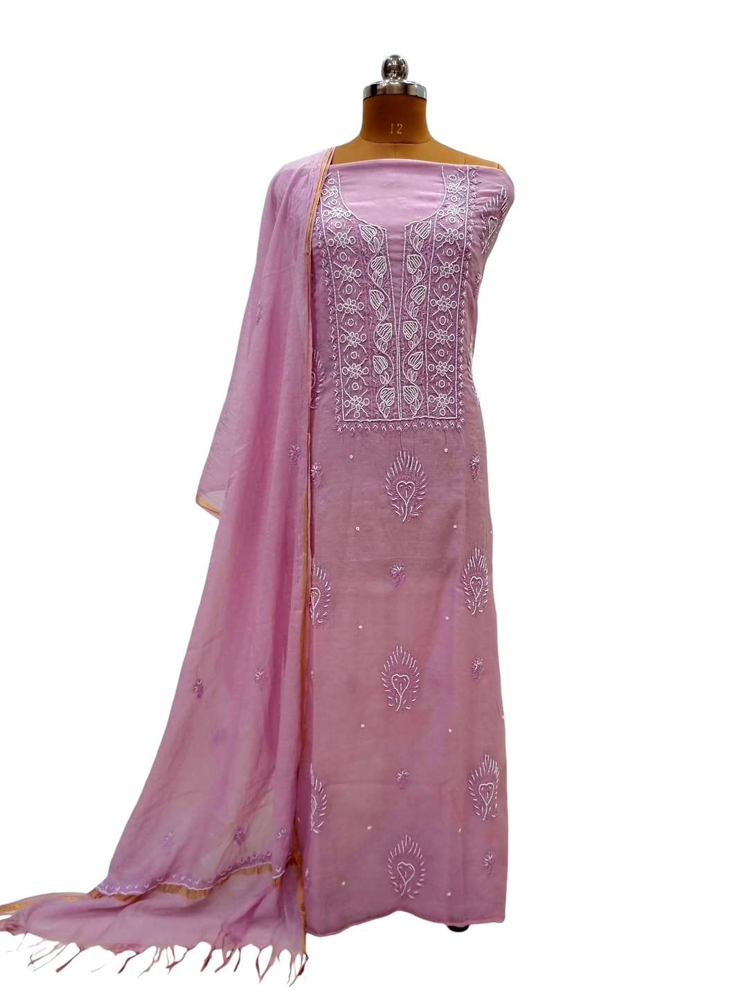 Pure Mulmul Dress Material- Onion Pink