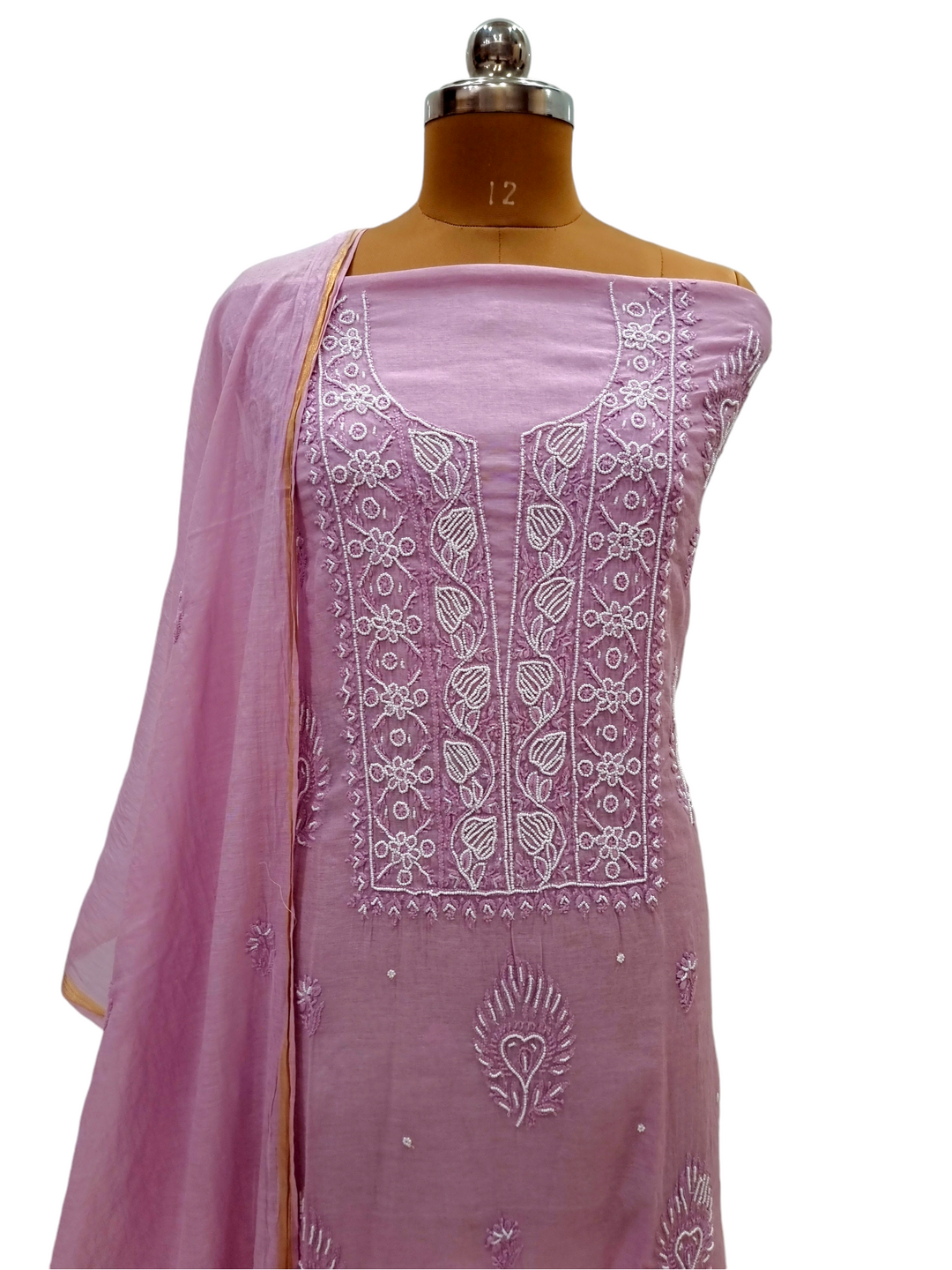 Pure Mulmul Dress Material- Onion Pink