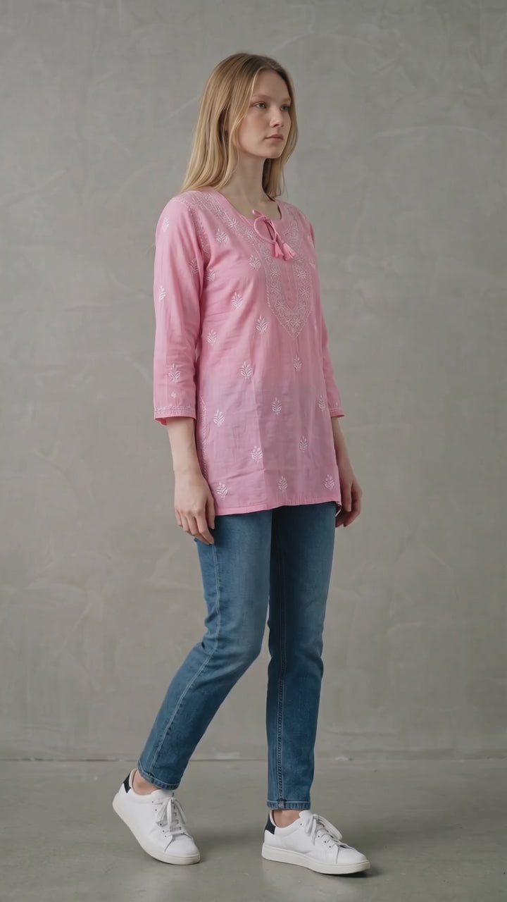 Women's Modal Satin Chikankari Top – Authentic 2 Taar Hand Embroidery