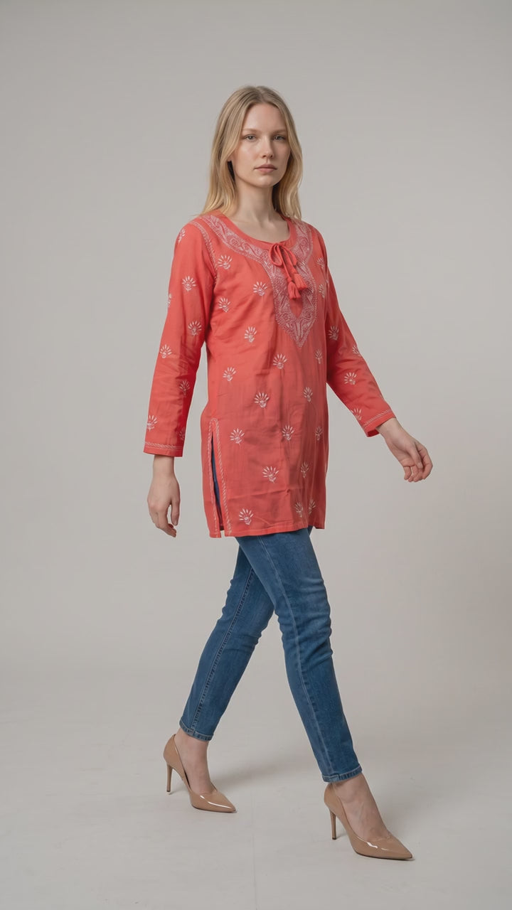 Women's Modal Satin Chikankari Top – Authentic 2 Taar Hand Embroidery