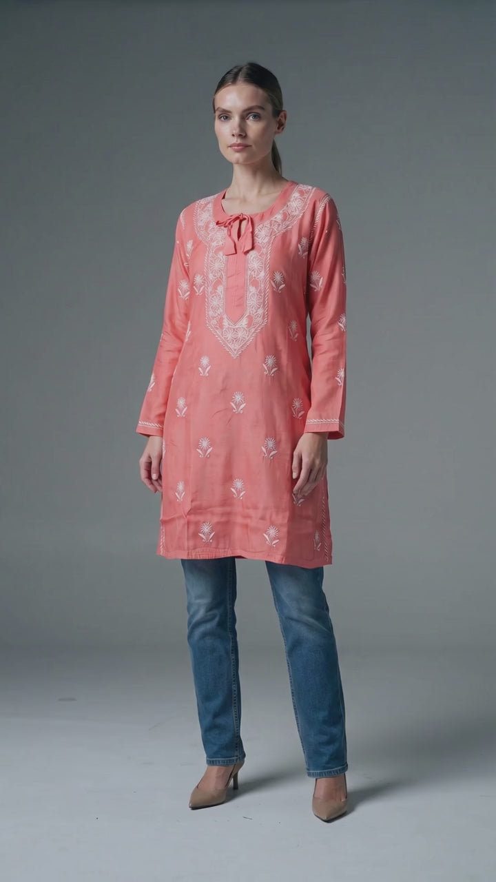 Women's Modal Satin Chikankari Top – Authentic 2 Taar Hand Embroidery