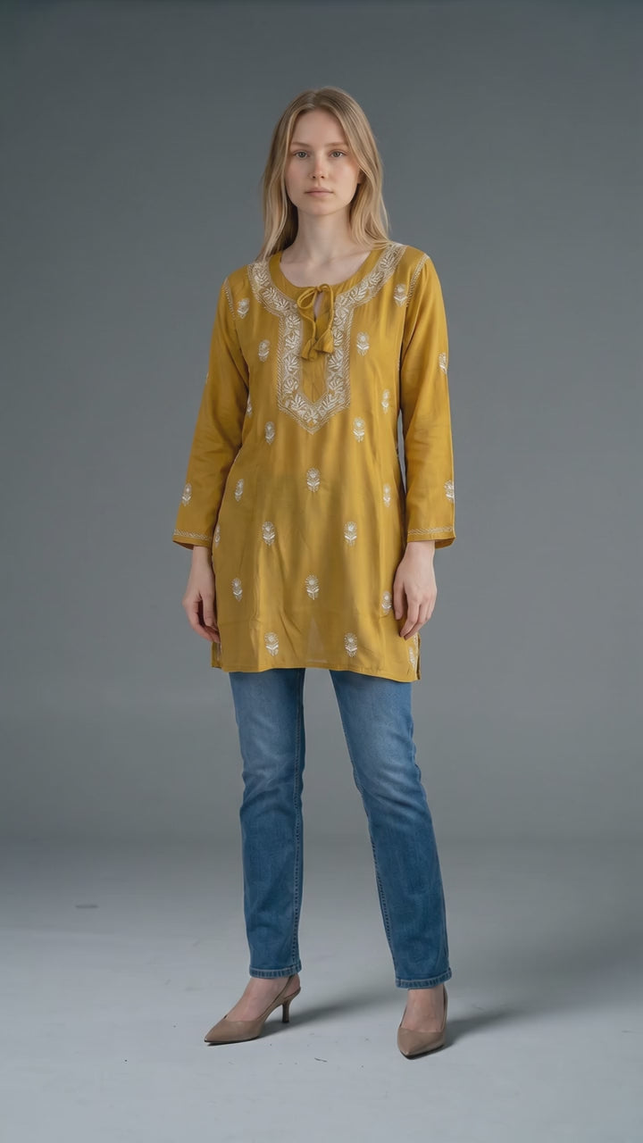 Women's Modal Satin Chikankari Top – Authentic 2 Taar Hand Embroidery
