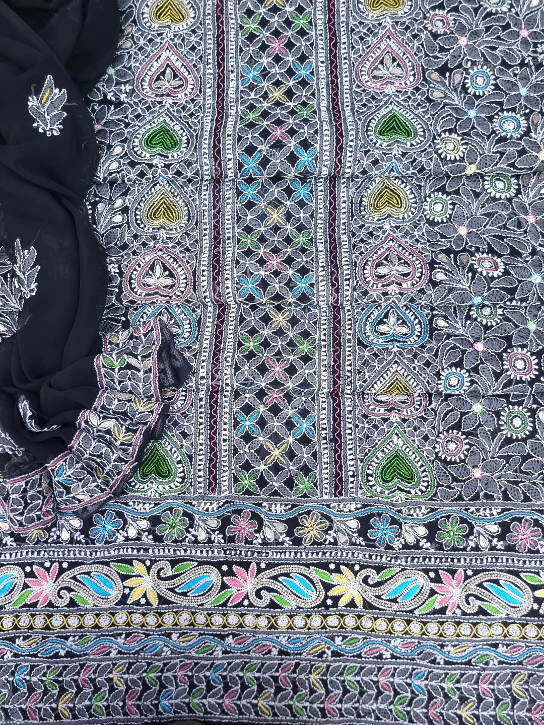 Georgette Chikankari Dress Material Resham Aari Work