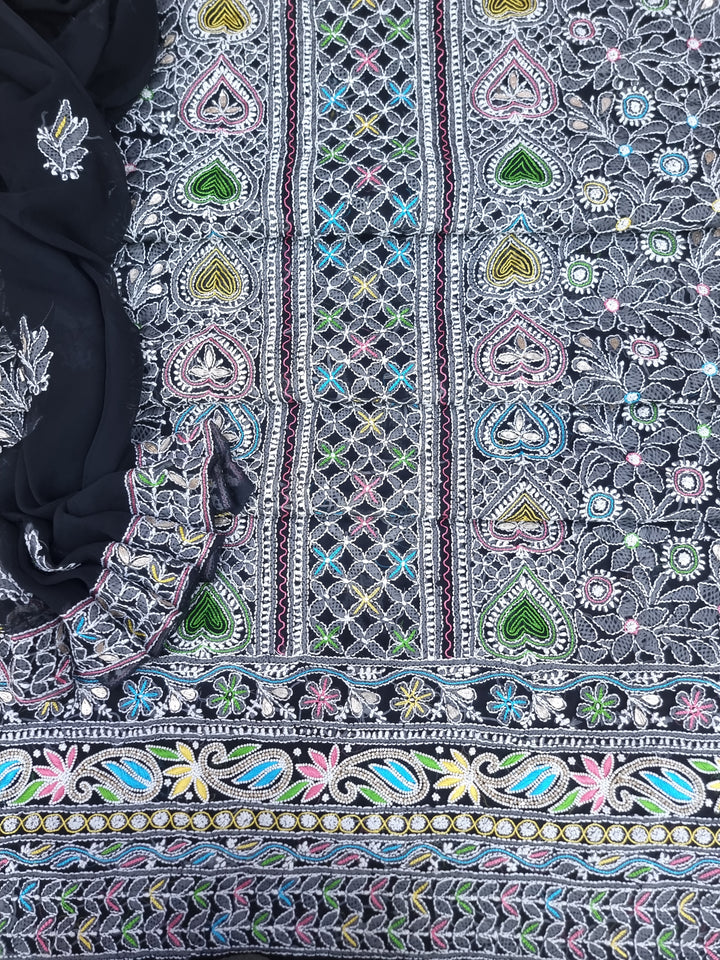 Georgette Chikankari Dress Material Resham Aari Work