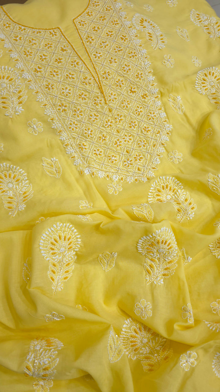 Pearl Chikankari Cotton Dress Material | Paridhan Chikan
