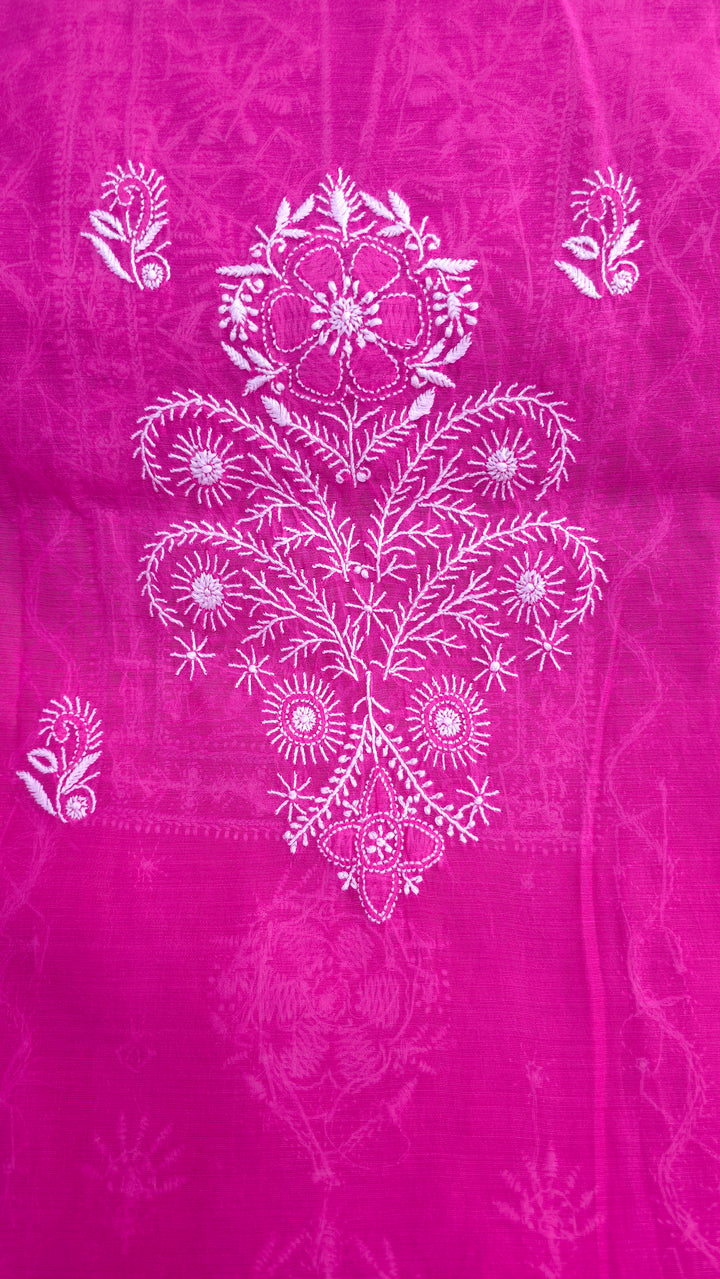 Lucknowi 2 Taar Chikankari Chanderi Kurta Dupatta Set – Handmade Festive Wear